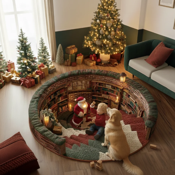 Christmas 3D Optical Illusion Round Rug