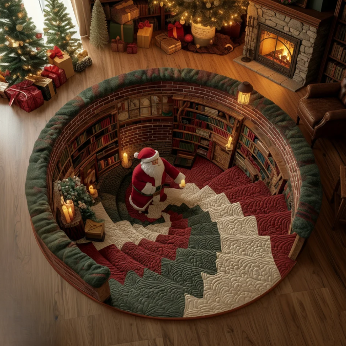 Christmas 3D Optical Illusion Round Rug